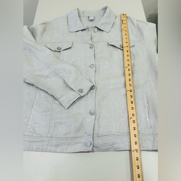 Chicos‎ Jacket Women’s Size 4 (20/22) Metallic Gray 100%  Linen Button Up - Picture 9 of 11